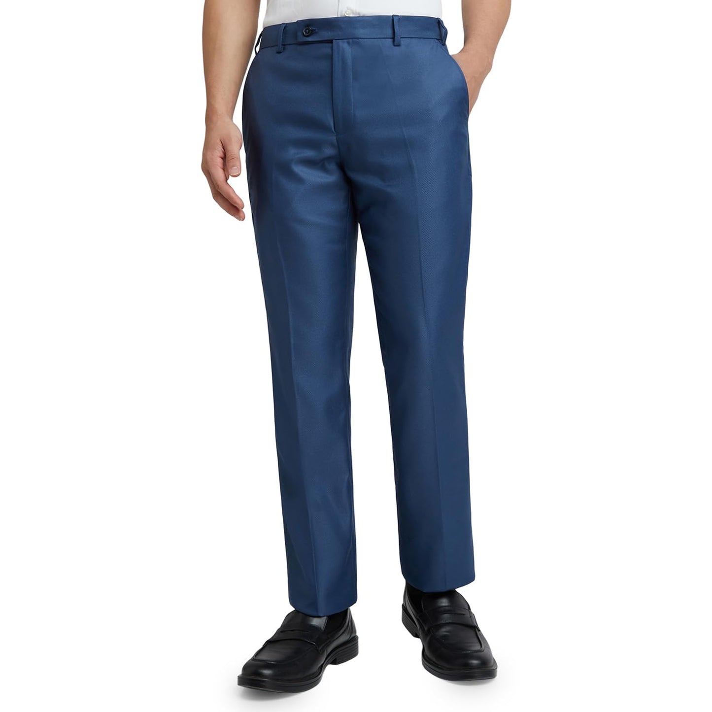 Park Avenue Men's Regular Fit Solid Pattern Poly Viscose Blend Flat Front Formal Trouser (Size: 34)-PMTX07681-P8