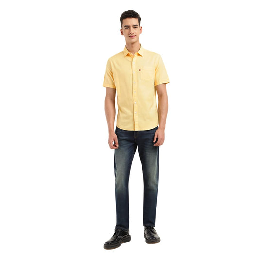 Levi's Men's Cotton Solid Slim Fit Shirt (32908-0318_Yellow, Small