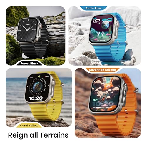 GOBOULT Newly Launched Crown Smart Watch 1.95'' Screen, BT Calling, Working Crown, Zinc Alloy Frame, 900 Nits Brightness, AI Voice Assistant, SpO2 Monitoring, 120+ Sports Mode (Tangerine)