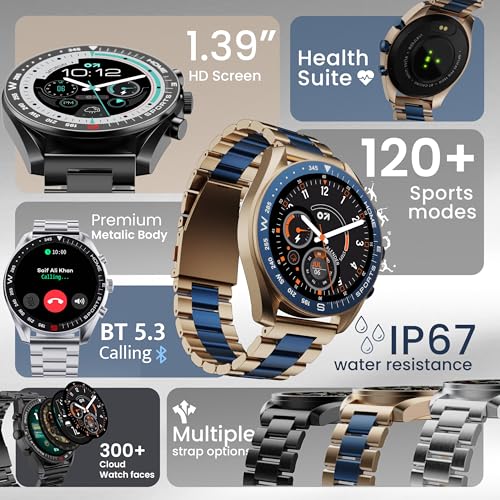 GOBOULT Mirage Smart Watch 1.39''HD Screen, Bluetooth Calling, IP67, Zinc Alloy Frame, 500 Nits Brightness, AI Voice Assistant, SpO2 Monitoring, 120+ Sports Mode (Coal Black)
