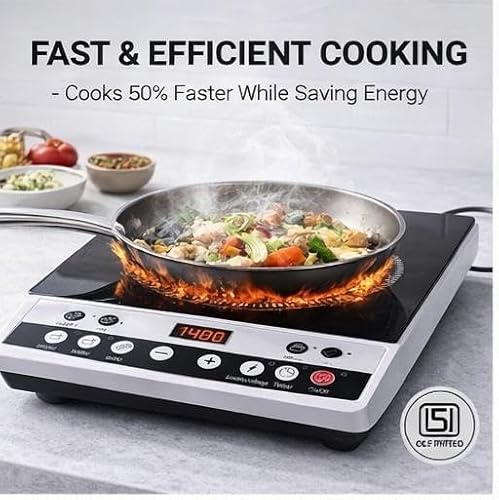 Induction Cooker 1963 | India's Smartest 2000W Cooktop | 7 Auto-Preset Cooking Modes | Military-Grade Crystal Glass | Surge-Safe Voltage Guard | LED Timer with Auto Cut-Off