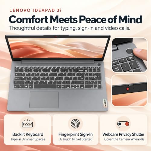 Lenovo IdeaPad 3i 15.6" FHD IPS Touchscreen Laptop, Intel Core i5-1135G7, 20GB RAM, 512GB PCIe NVMe SSD, Backlit Keyboard, Fingerprint Reader, Bluetooth, Wi-Fi, HDMI, Windows 11, Arctic Grey