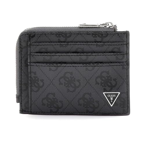 GUESS Black Monogram Leather Mito Card Case