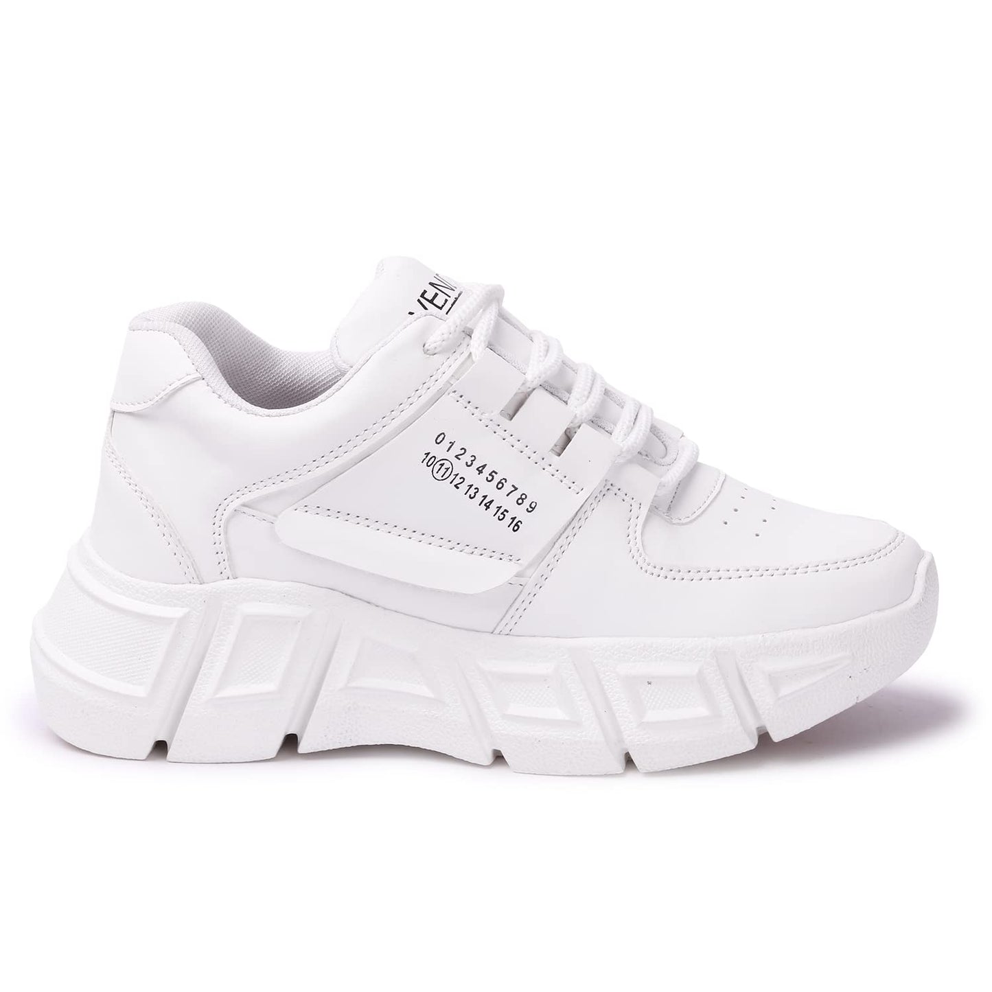 LENSBURY Women's Shoes for Walking Gym Training, Casual, Sports, Slip-On, Lightweight Lace up Athletics Slipon Running Sneaker for Ladies and Girls LBCNV6102WT-41 White