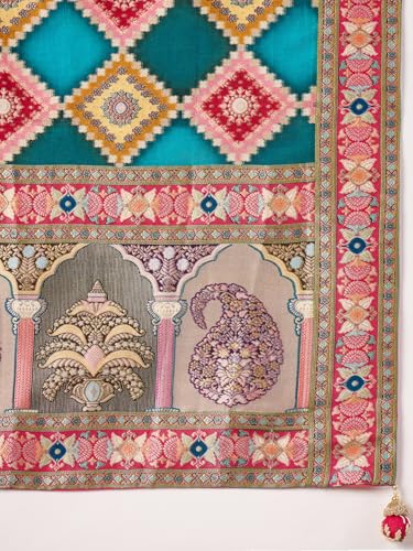 AKHILAM Women's Light Blue Viscose Silk Ethnic Motif Printed Saree With Unstitched Blouse Piece (MSTANI175B_HS)