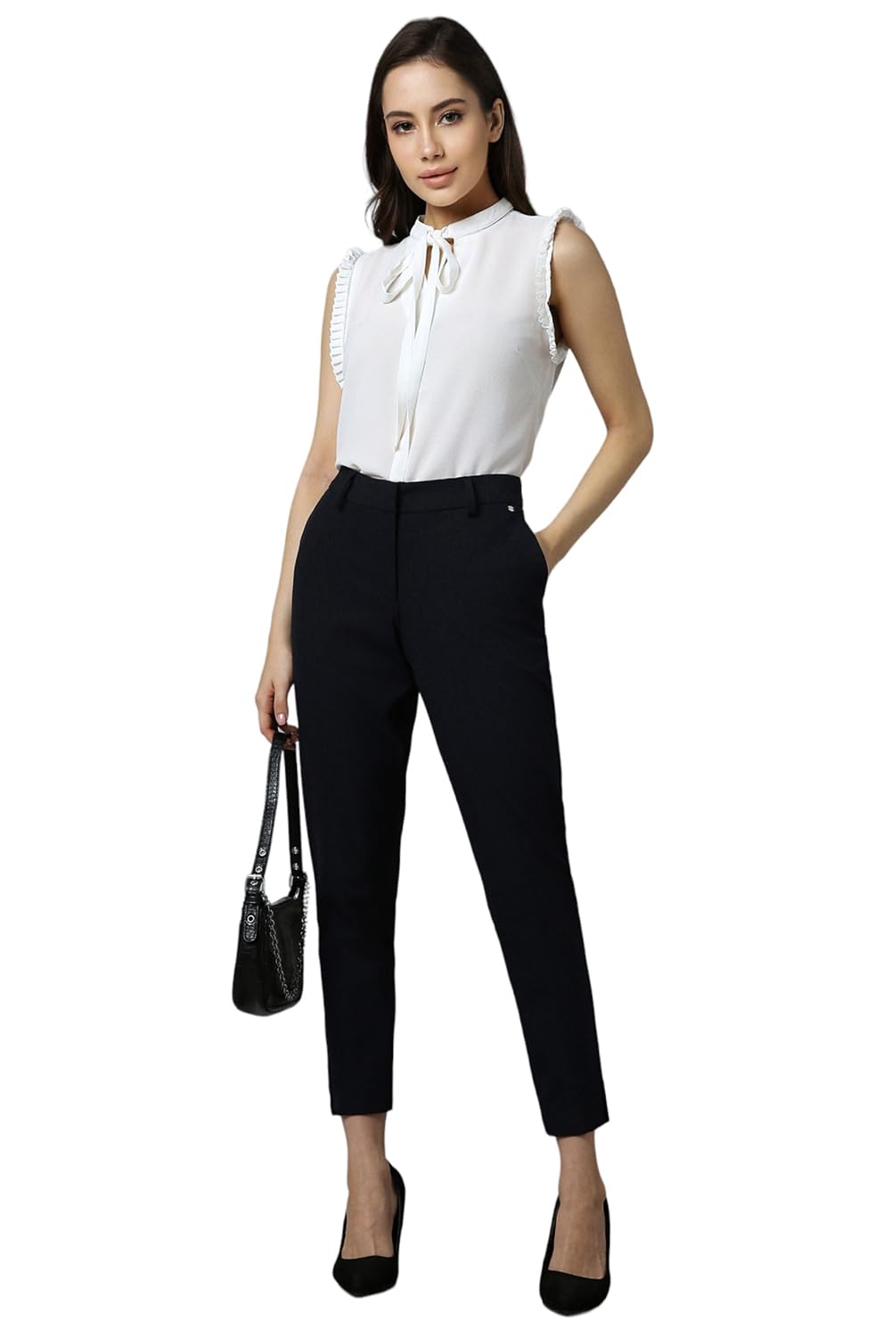 Allen Solly Women's Regular Pants (AHTFCRGFX46141_Black