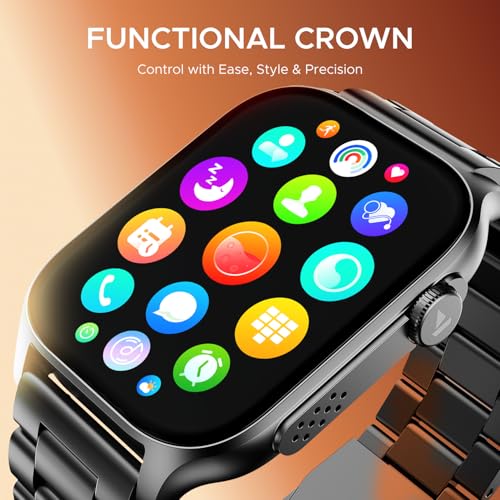 boAt Ultima Ember smartwatch with 1.96” AMOLED Display, AOD, Personalized Fitness Nudges, Functional Crown,100+ Sports Modes, Create Your Own Watchface, smartwatch for man and Woman (Steel Black)