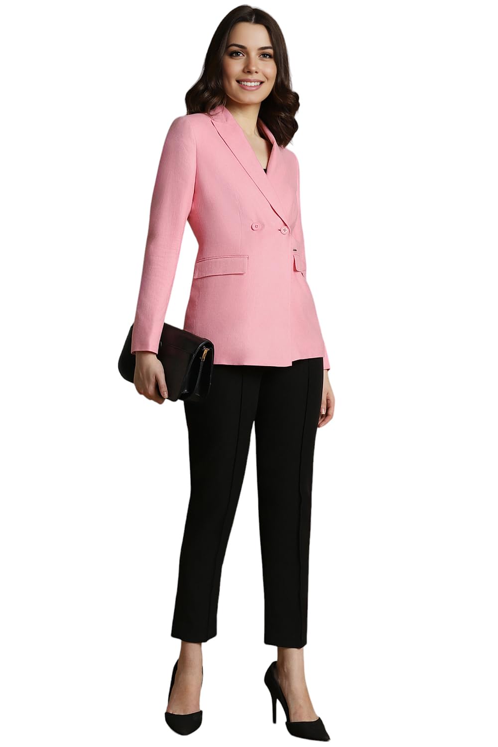 Allen Solly Women's Blazer (AHBZWRGFL93563_Pink_S