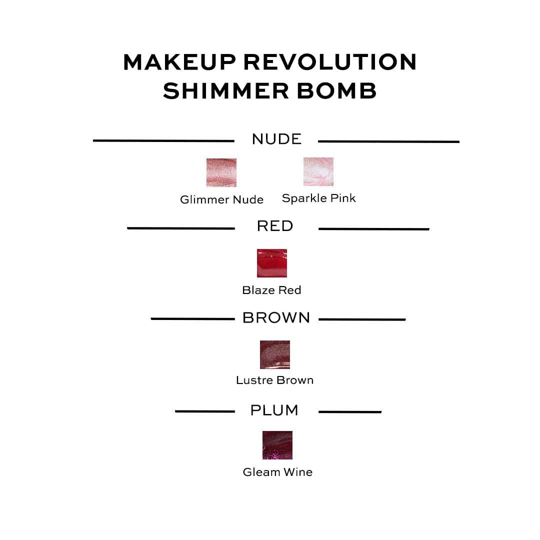 Makeup Revolution Rose Gold Lip Gloss for Women, Shimmer Bomb Lip Gloss - Glimmer Nude, Vitamin E for Extra Nourishment & Hydrating Lips, Rosehip Oil, Paraben Free, Shimmery & Sheer Formula - 4.5ml