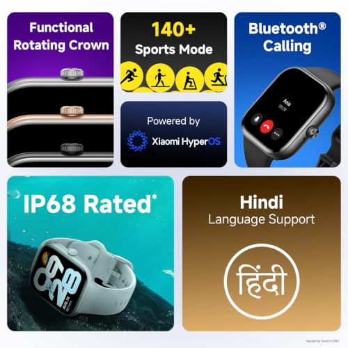 REDMI Watch Move 1.85 Premium AmoLED,14 Day Battery,Best Accuracy,Dual Core Processor Smartwatch (Black Drift Strap, Free Size)