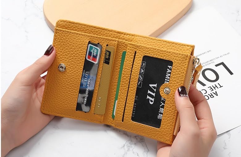 Alexvyan Yellow Small Classic Bi-Fold Women's Purse Wallet Card Organizer Female Hand Purse Clutch Women/Ladies/Girls Wallets 4 Card Holder 1 Long & 2 Small Pocket -1 Zipper Coin Pocket