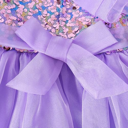 Hopscotch Girls Lilac Short Sleeves Sequined Ruffle Party Dress for Age (4-5 Years)