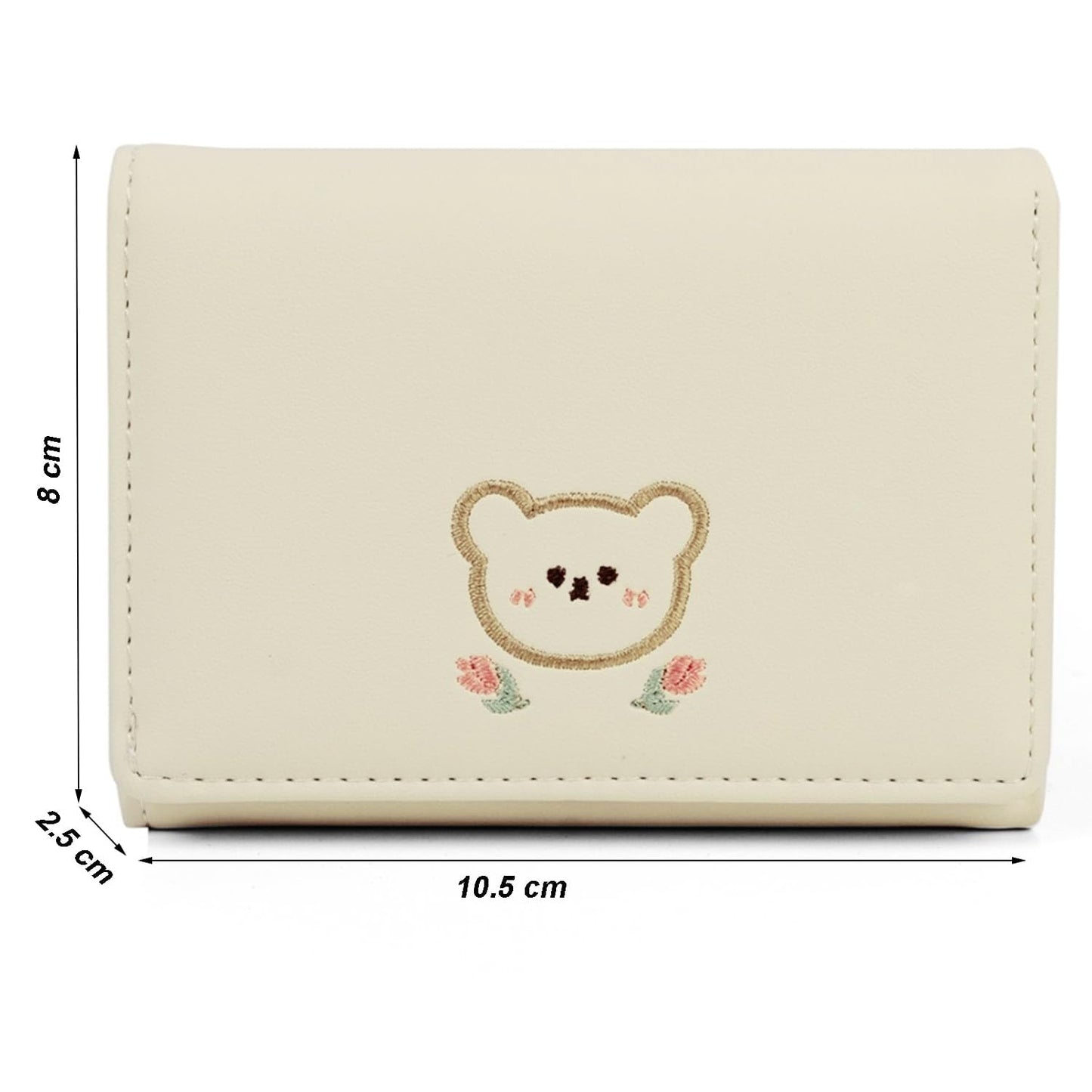 INOVERA (LABEL) Trifold Wallets for Girls, Women - Faux Leather Mini Credit Cards, Cash Holder Wallet - Small Pocket Purse (White)