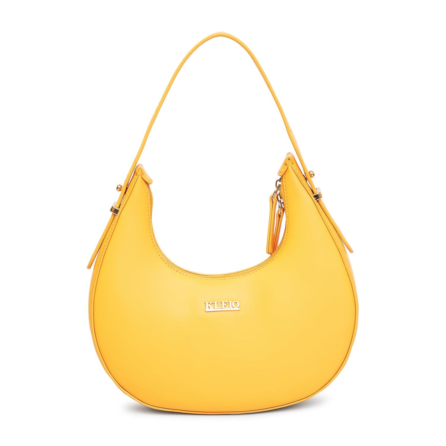 KLEIO Vegan Leather Half Moon Handbag for Women (Mustard)