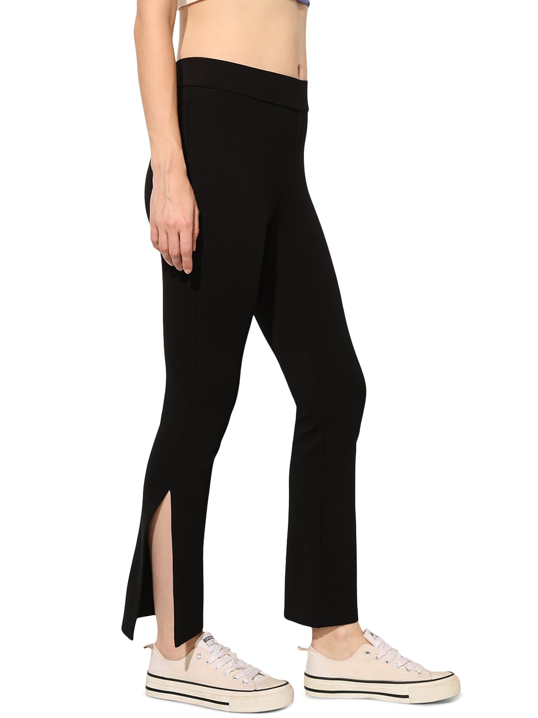 ONLY Women's Solid Skinny Fit Black Pant