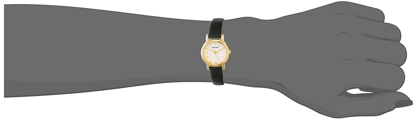 Sonata Quartz Analog White Dial Leather Strap Watch for Women-NS8976YL02W/NT8976YL02W