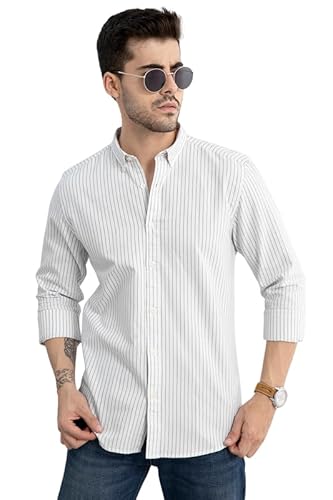 SNITCH Cotton Lining Regular Fit Shirt for Men (White, XXL)