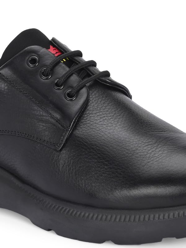 HITZ Men's Black Leather Casual Stylish Lace Up Shoes