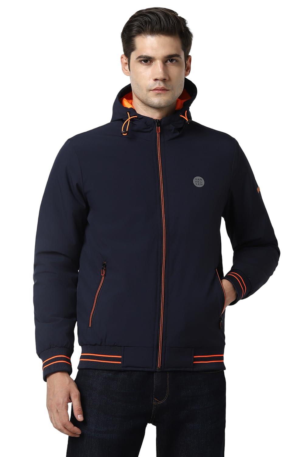 Van Heusen Men's Polyester Blend A-Line Standard Length Coat (VFJKARGF595482_Blue, Large