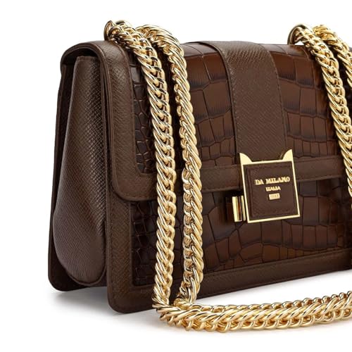 Da Milano Leather Shoulder Bag for Women - Brown (01607OL)
