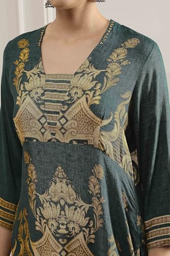 Biba Women's Viscose Kurta Set (SKDRTRDMA30324AW25GRN_Green