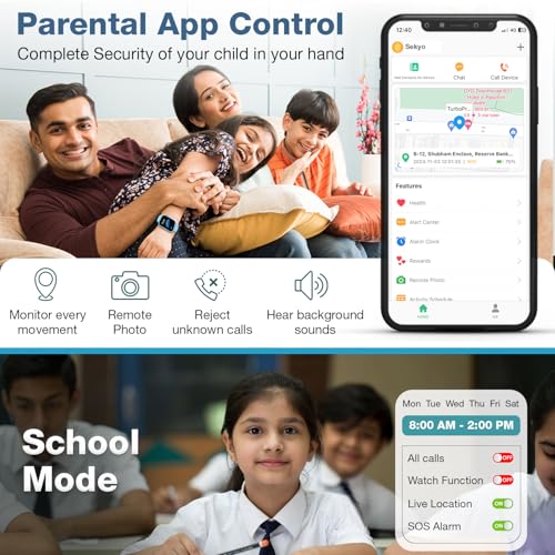 sekyo Carepal Pro (Smartchoice) 4G Kids Smart Watch | Video Call, Accurate & Live GPS Location |App Control, Family Chat, Pedometer, Safe Zone, SOS, Good Habit Coach | SmartWatch for Kids, Boys/Girls
