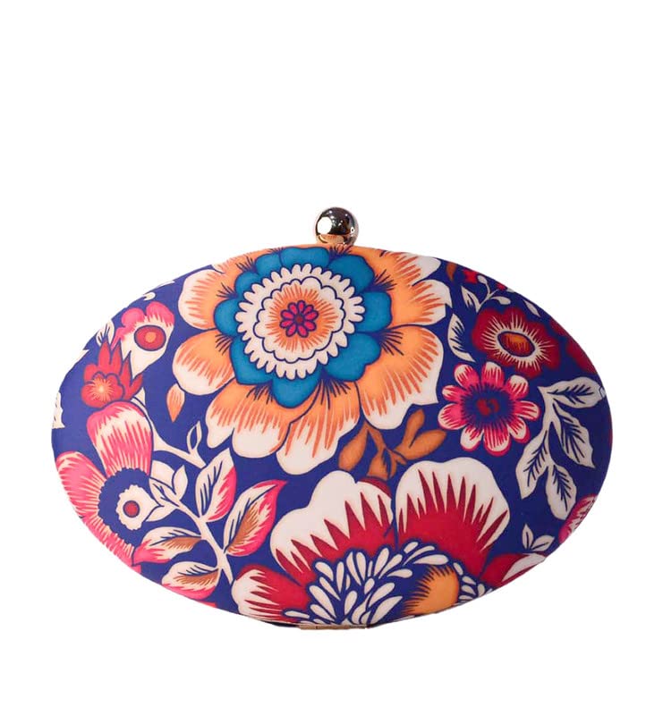 Floral Oval Printed Art Clutch