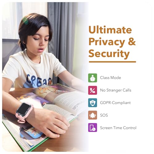 imoo Watch Phone Z7, 4G Smart Watch for Kids with Real-Time HD Video & Phone Call, Smart Watch for Girls with GPS Location and 14-Day History, Smartwatch for Boys with IPX8 Waterproof (Pink)