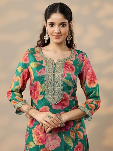 Libas Printed Silk blend Straight-fit Kurta Set for Women (51825XL)