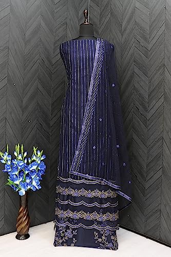 RUDRAPRAYAG Anarkali Net and Satin Straight Suits for Women | Semi stitched Embroidered Dress for Women | Gown With Dupatta for Women 2023 | Gown in Clothing & Accessories