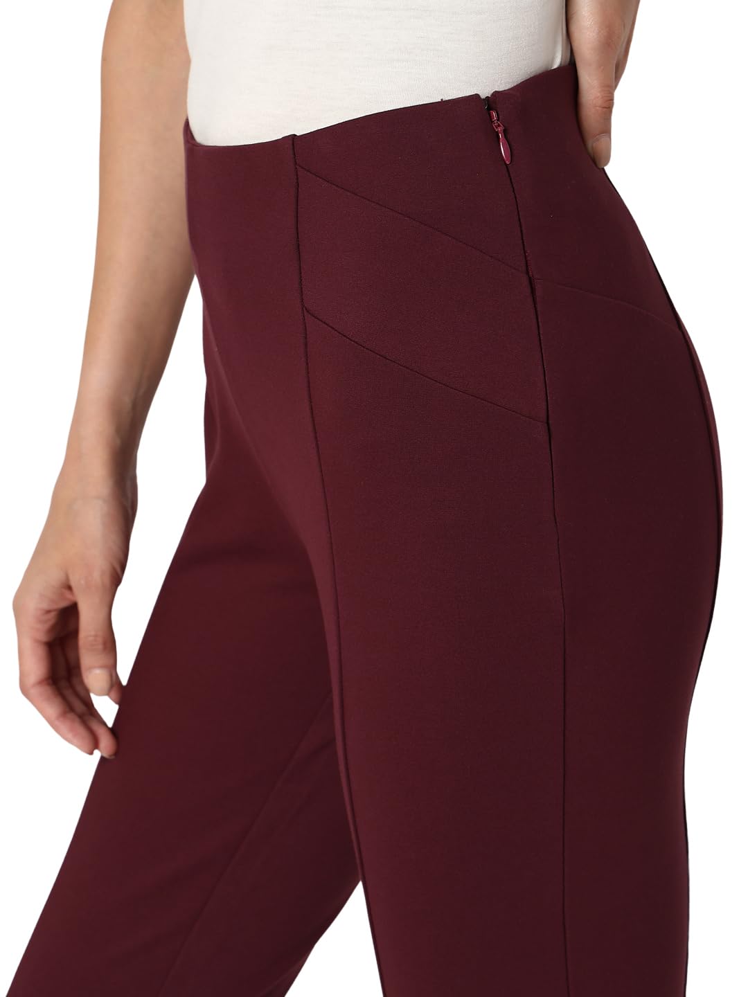 VERO MODA Women Solid Maroon Rayon Skinny Fit High Rise Jeggings