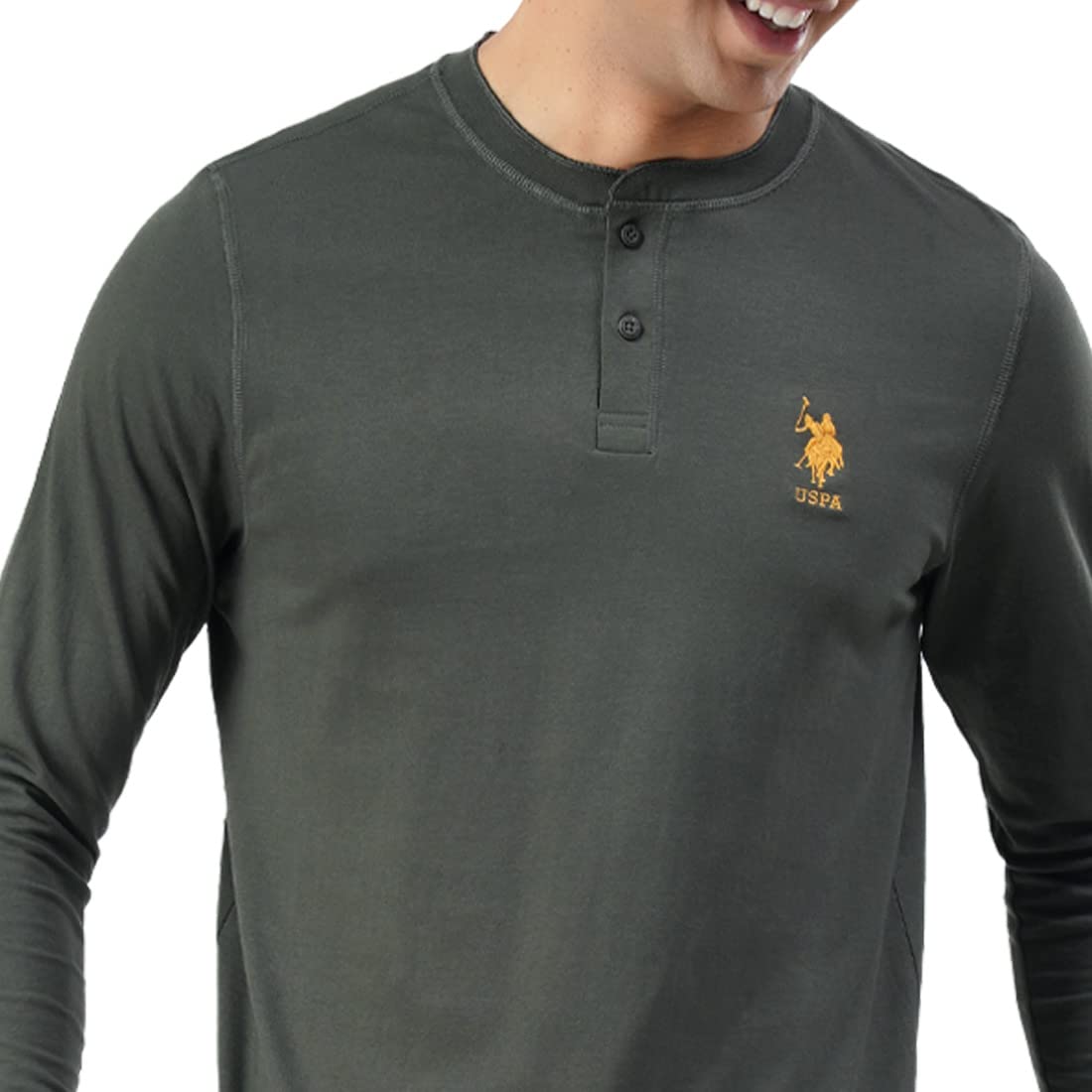 U.S. POLO ASSN. Men Comfort Fit Heathered Cotton I655 T-Shirt - Pack of 1 (Olive L)