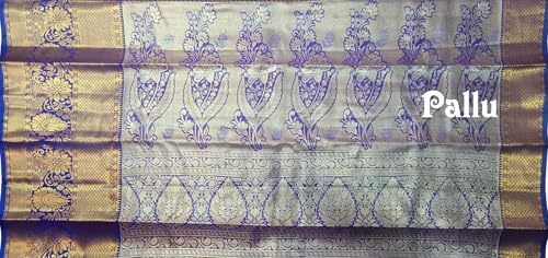 VFCollections Women's Traditional Handloom Kanchipuram Silk Pure Pattu Sarees – Peacocks Border | Rich Zari Woven Design | Bridal Saree | Unstitched Blouse (VFC685-4)