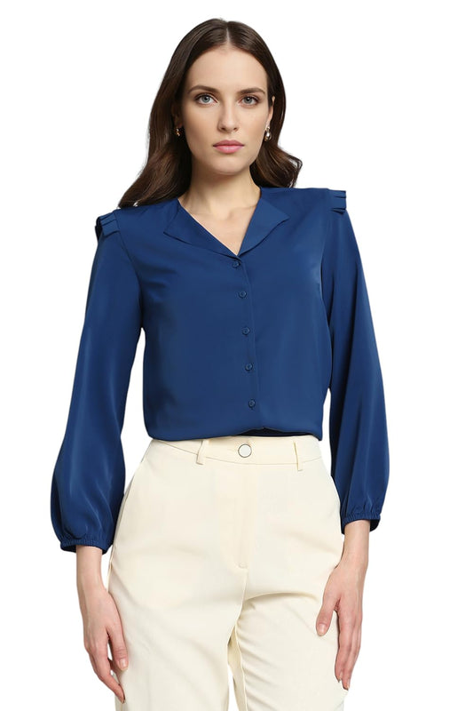 Van Heusen Women Polyester Regular Fit Shirt (VWSFFRGF022150_Navy, 2XL