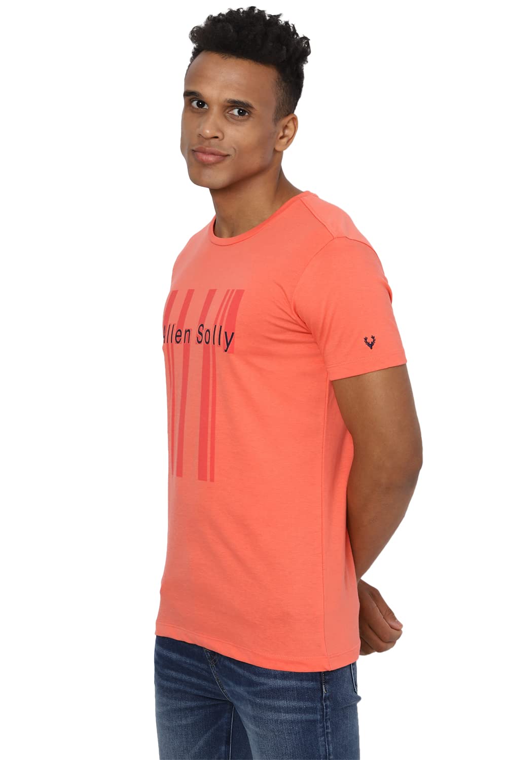 Allen Solly Men's Regular Fit T-Shirt (ALKCVSGF195222_Peach_Medium)