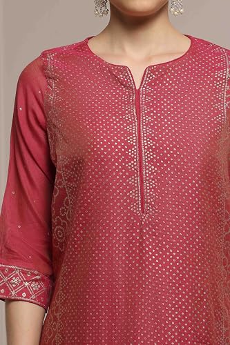 Biba Women Pink Cotton Blend Straight Printed Suit Set_46