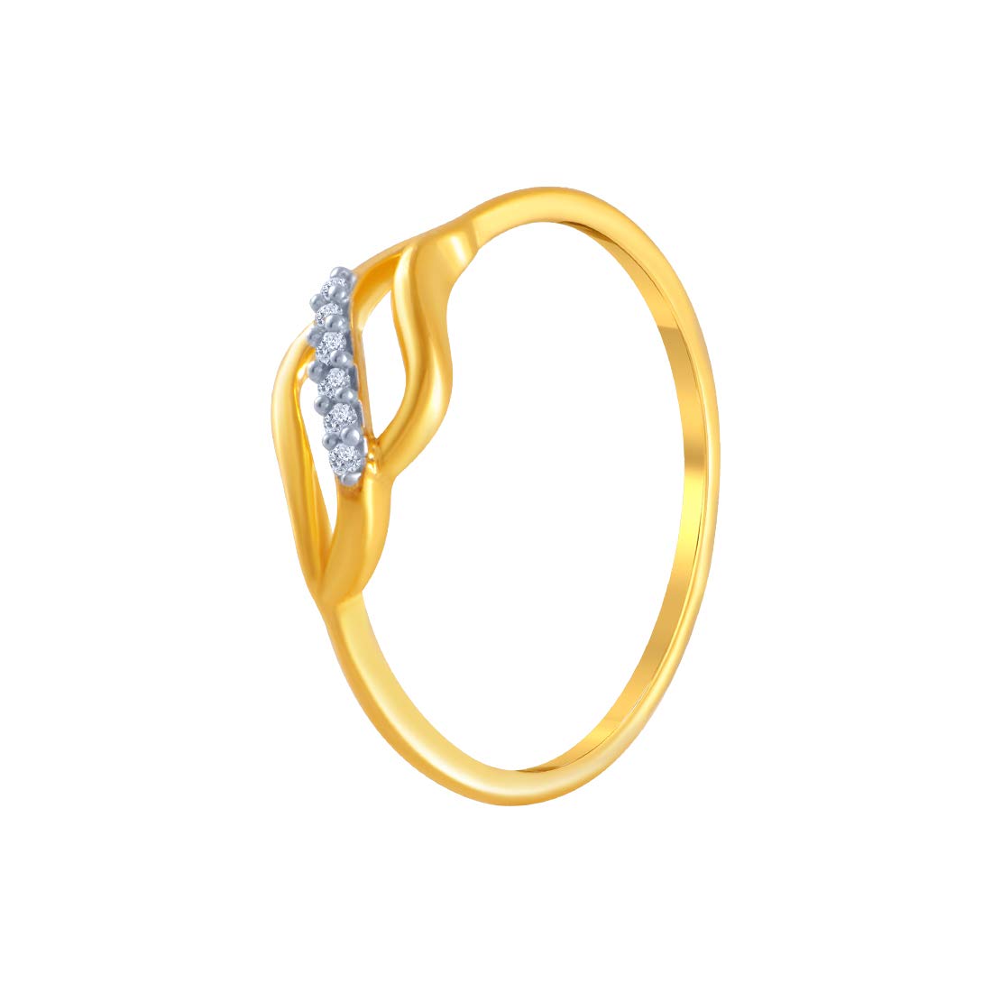 P.C. Chandra Jewellers Women's Metal Yellow-Gold 14k (585) Yellow Gold and American Diamond Ring - 0.978 Grams