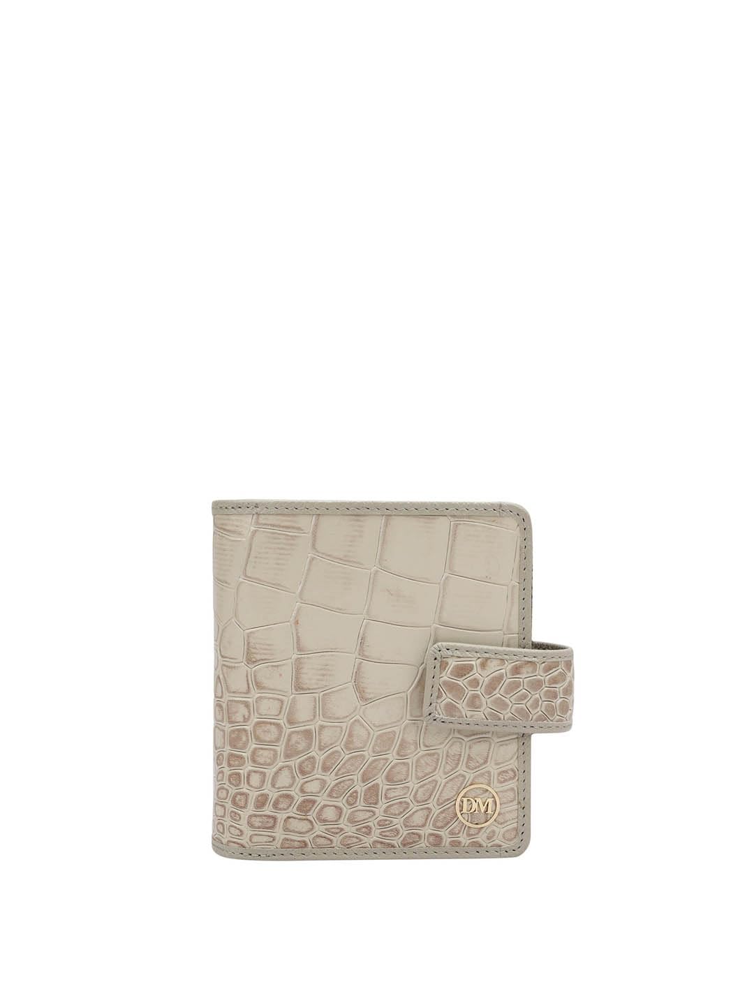 Da Milano Genuine Leather White Flap & Zip Women Wallet (10014C)