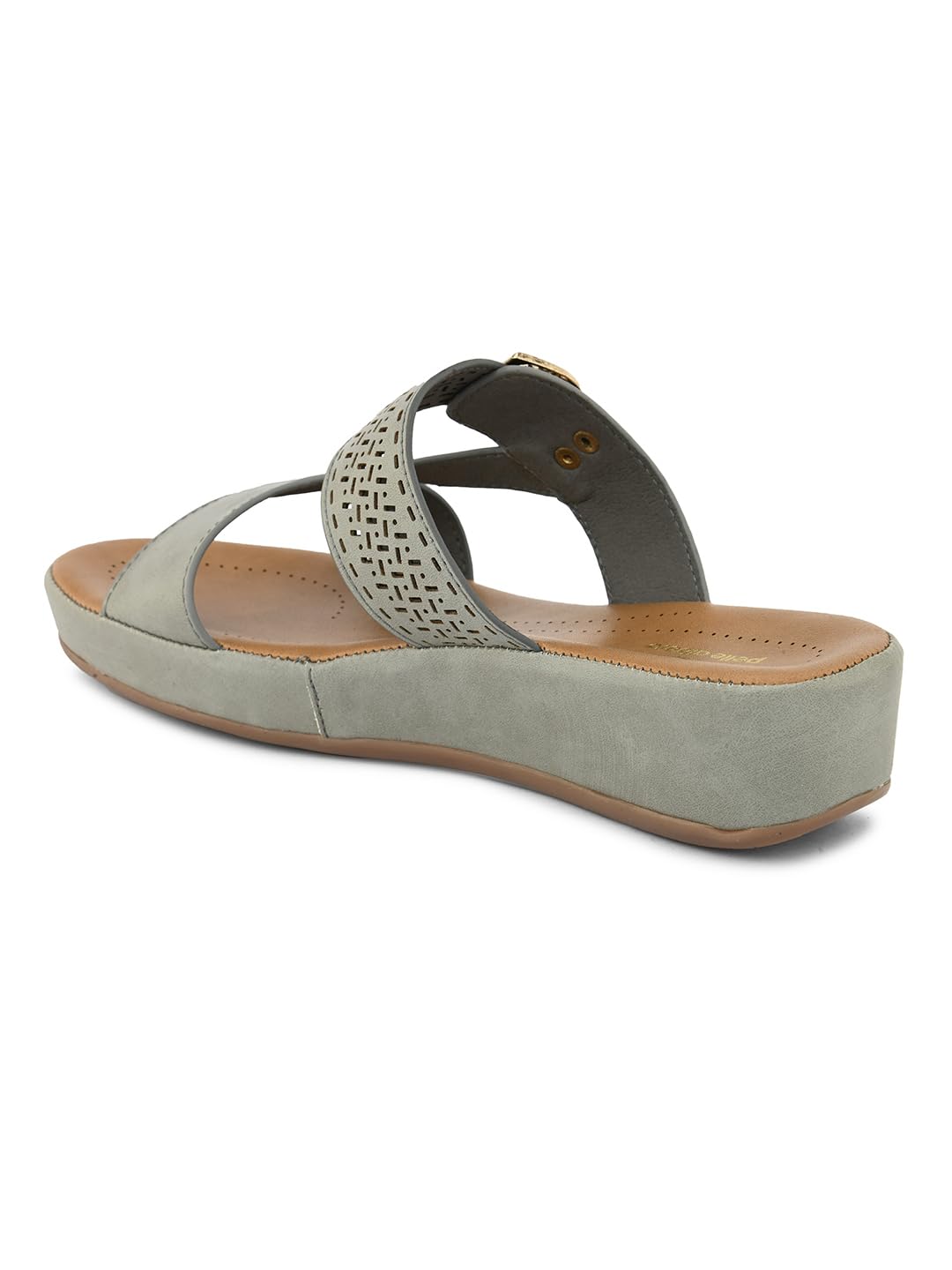 pelle albero Women Grey Slip-On Flatform Heels Sandal - PA-GLM-30_GREY_38