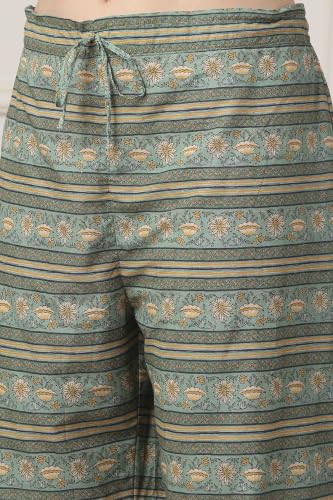 BIBA WOMEN PRINTED NARROW SALWAR KURTA DUPATTA(SKD7519E_SAGE GREEN_32)
