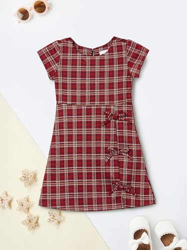 Max Girls Checked A-line Dress (Red_3-4 Y)
