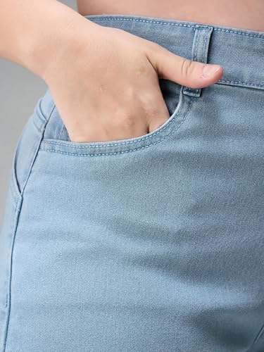 Miss Chase A+ Women's Regular High Rise Above Knee Stretchable Denim Shorts (APAW24DEN83-04-54-38, Sky Blue, 38)