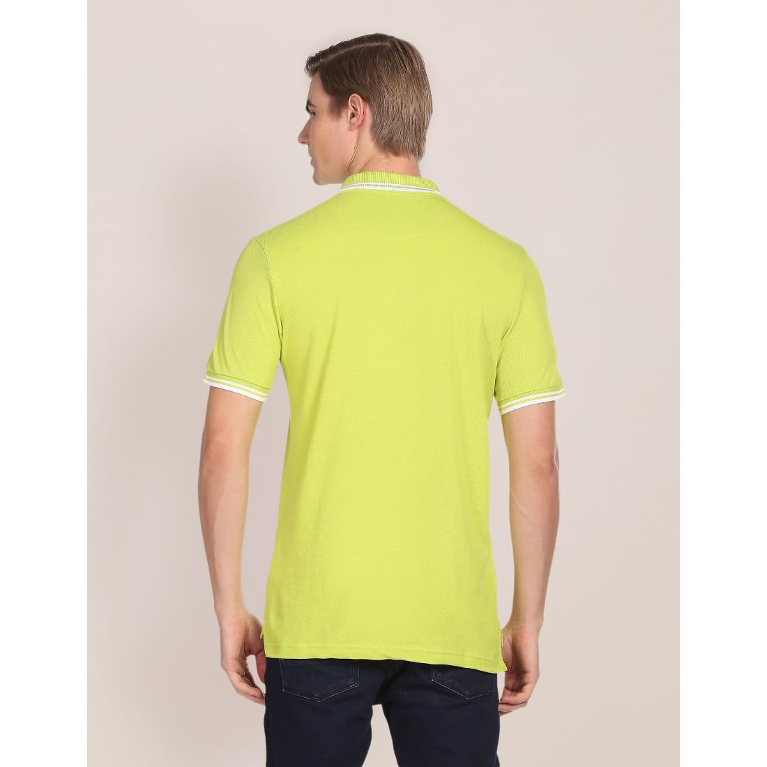 U.S. POLO ASSN. Men's Tipped Collar Pure Cotton Slim Fit Polo Shirt (USTSHS1541_Lt. Green_Lt. Green_S)