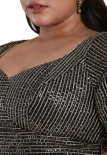 SALWAR STUDIO Women's Black Silk Readymade Saree Blouse-PLSSB00010-BLCK