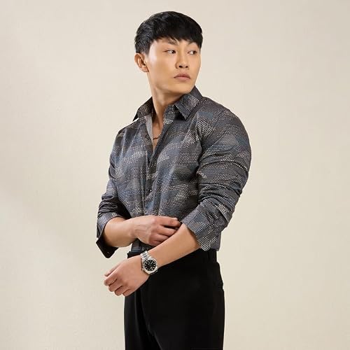 MARK & ALBERT Men's Luxury Giza Cotton Digital Printed Shirt Full Sleeves Shirts for Men