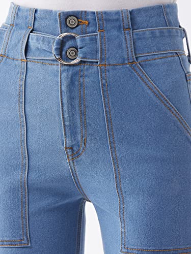 Miss Chase Women's Light Blue Flared High Rise Clean Look Cropped Stretchable Denim Jeans (MCSS22DEN12-13-158-26, Light Blue, 26)