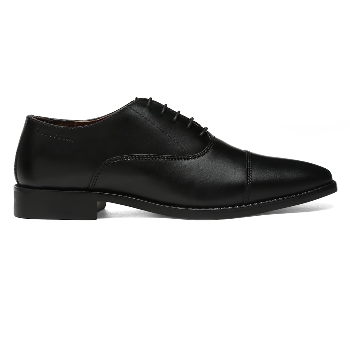 LOUIS STITCH Men's Jet Black Italian Leather Formal Derby Shoes Comfortable Handcrafted Formal Lace Ups for Men (RXCT) (Size- UK 7)