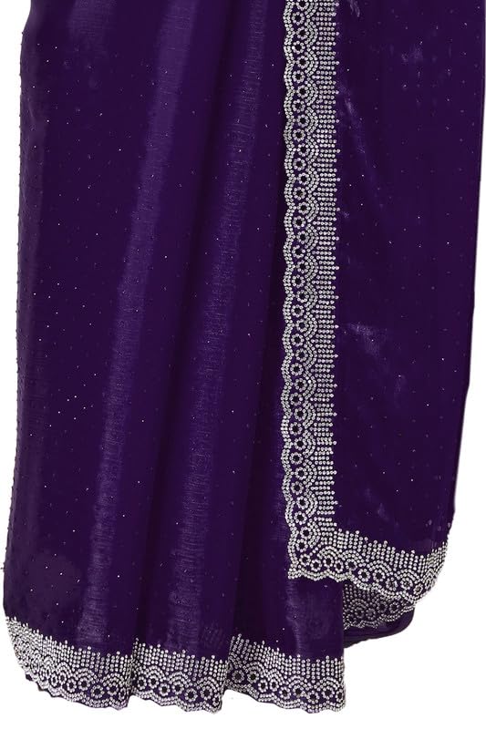 Soch Womens Purple Tissue Saree With Stone Work