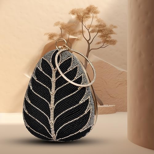 For The Beautiful You Black Handcrafted Women's Clutch (eg-132)