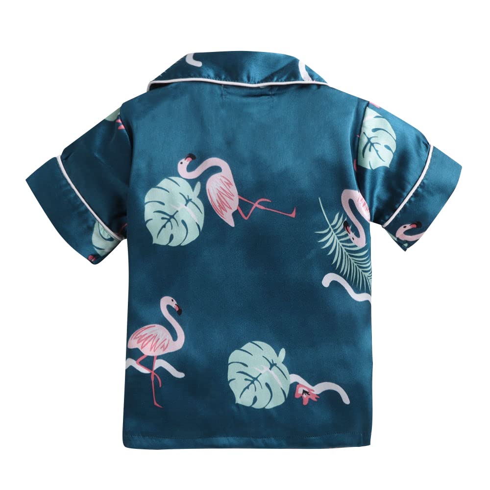 Hopscotch Girls Animal Print Top Shorts Set In Green Color for Ages 3-4 Years